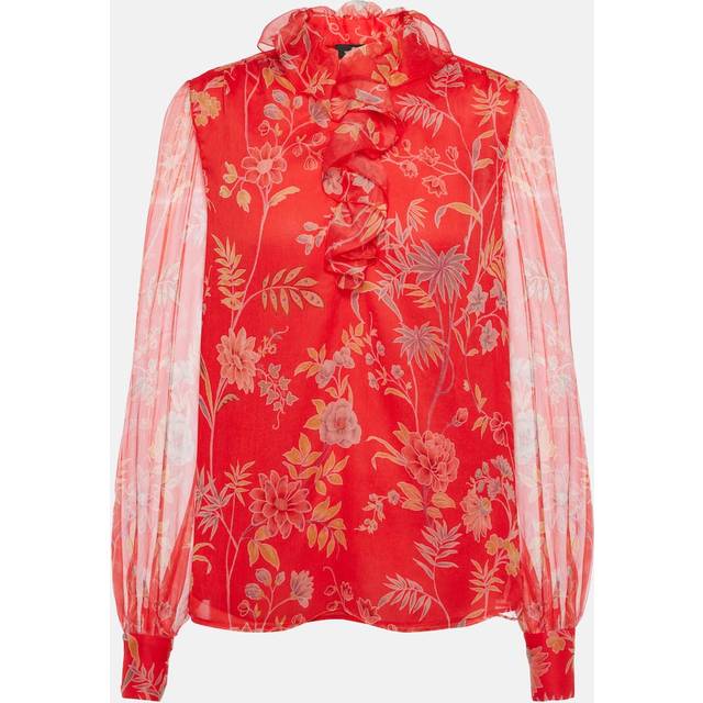 Etro Floral ruffled silk blouse - red (UK 8)