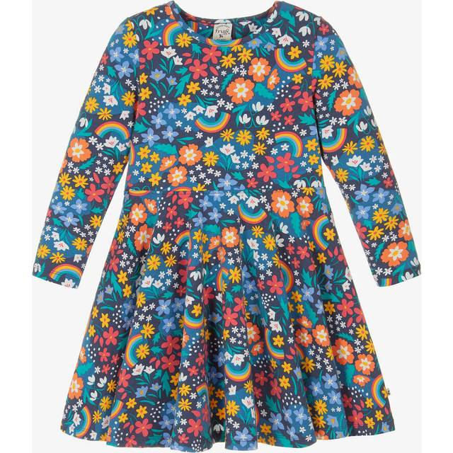 Frugi Kids' Sofia Unicorn Organic Cotton Skater Dress, Pink/Multi