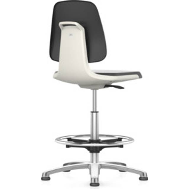 bimos with floor glides and foot ring, with floor glides and foot ring, PU foam seat, white - black