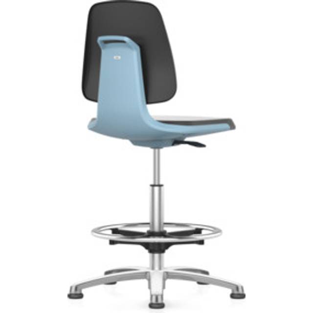bimos with floor glides and foot ring, with floor glides and foot ring, fabric upholstered seat, blue - black