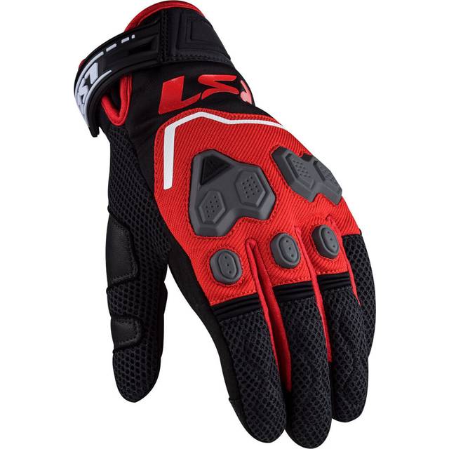 LS2 Vega Mesh Motocycle Gloves, black-red, Size M for Men
