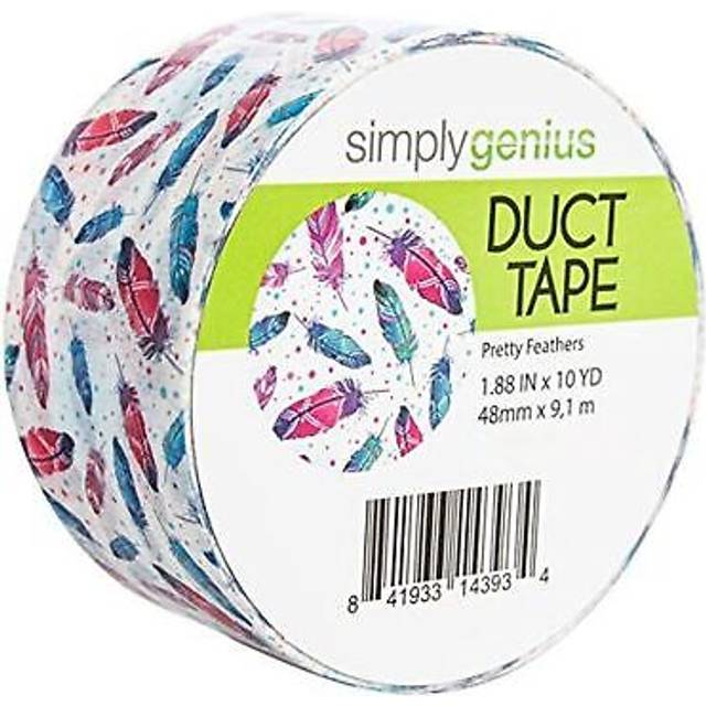 Simply Genius (Single Roll) Patterned Duct Tape Roll Craft Supplies for Kids Adults Colored Duct Tape Colors, Pretty Feathers