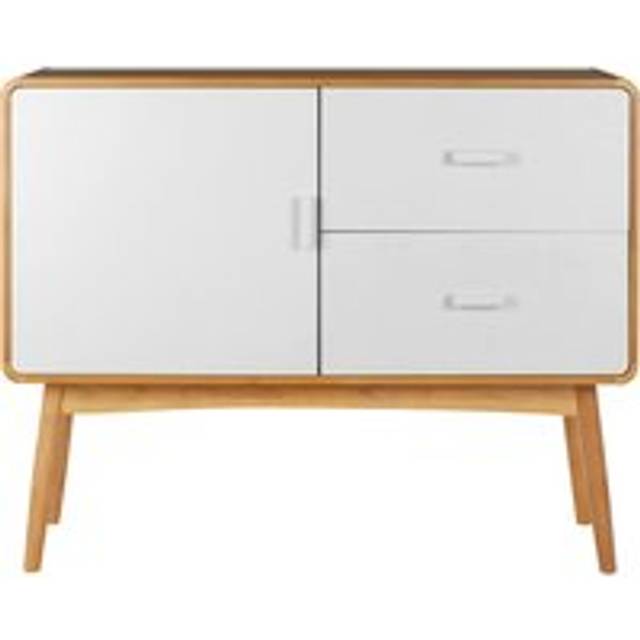 Scandi Style Sideboard, Natural Wood Sideboard, Modern Oak Wood Sideboard, 1 Door and 2 Drawer Sideboard - White - One Size