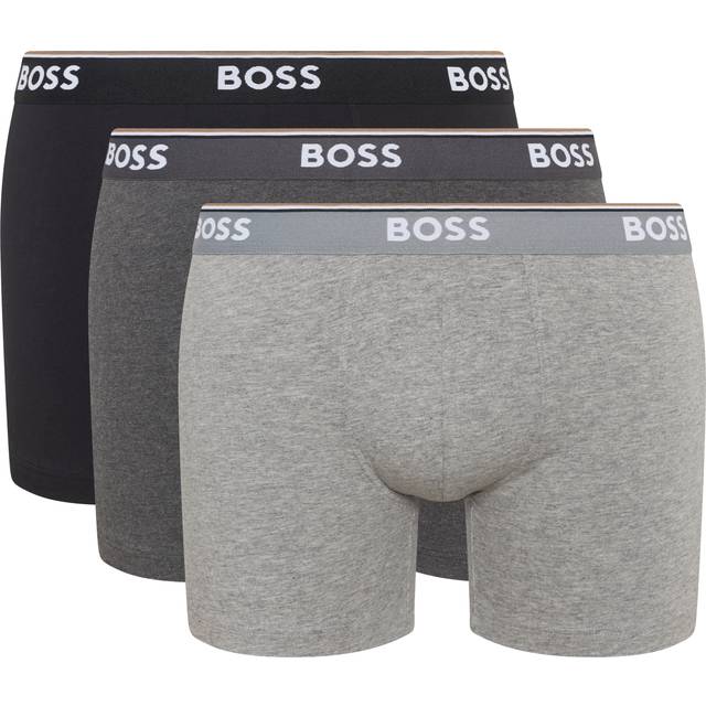 Men's BOSS Orange Power Three Pack Mens Stretch Cotton Boxer Briefs With Logos NOS - Black - Size: 35/34/32