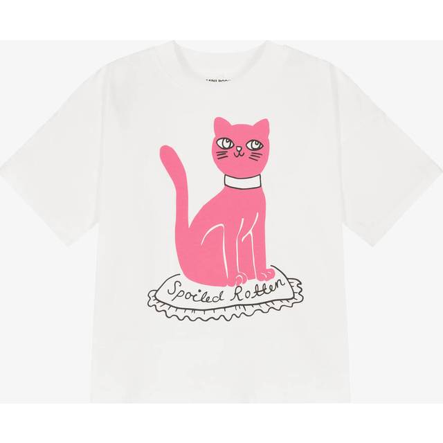 Mini Rodini Girls White Kids Spoiled Cat Graphic Short-sleeve Cotton-jersey T-shirt 7-9 Years - WHITE