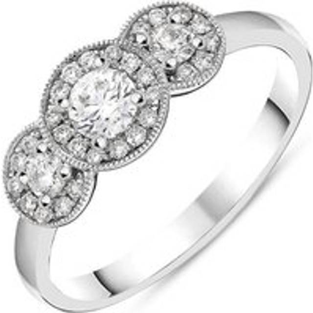 18ct White Gold 0.45ct Diamond Trilogy Halo Ring