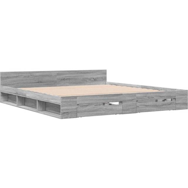 vidaXL Bed Frame with Drawers without Mattress Grey Sonoma 200x200 cm