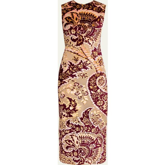 Etro Paisley velvet and tulle jacquard midi dress - red (UK 16)
