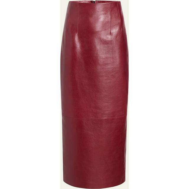 Loxley Long Leather Pencil Skirt - OXBLOOD - 0