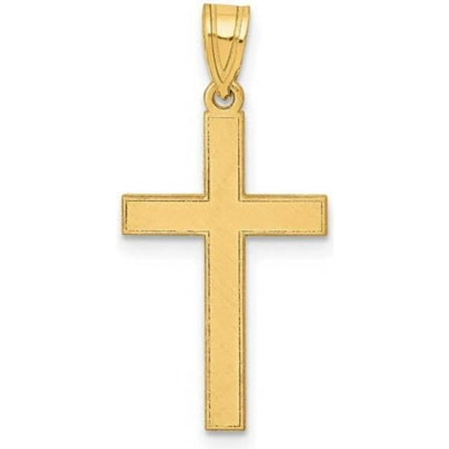Men's ladies 14k yellow gold solid polish crucifix cross religious charm pendant