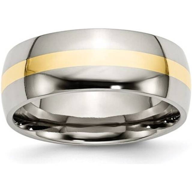 Titanium Polished with 14K Yellow Inlay 8 mm Band - Size 11.5