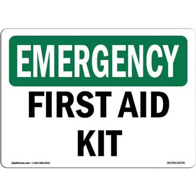 SignMission OS-EM-D-710-L-10376 OSHA Emergency Sign - First Aid Kit