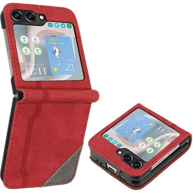 (Red) Case for Samsung Galaxy Z Flip 6 Wallet Card Slots Cover Pu Leather Magnetic Closure Handy Stand