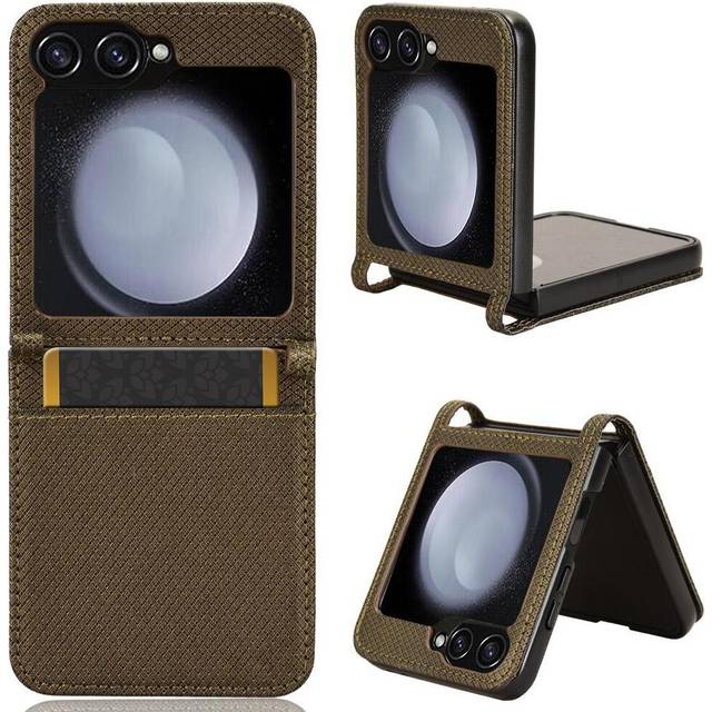 (Brown) Case for Samsung Galaxy Z Flip 6 Kickstand Magnetic Wallet Card Holder Cover