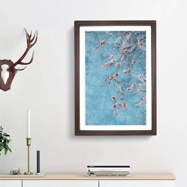 Beautiful Pink Cherry Blossom - Picture Frame Graphic Art Print - Walnut Framed (45cm H x 33cm W x 2cm D)