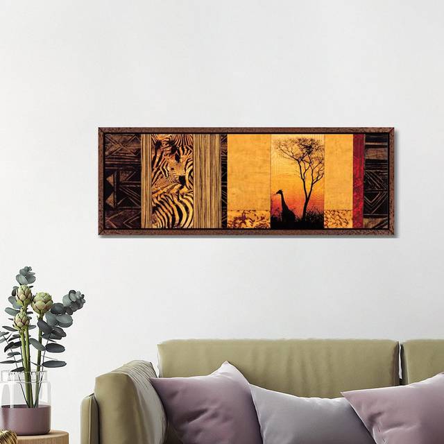 African Plains by Chris Donovan - Floater Frame Panoramic Gallery-Wrapped Canvas GiclÃ©e on Canvas - Classic Wood (40.64cm H x 121.92cm W)
