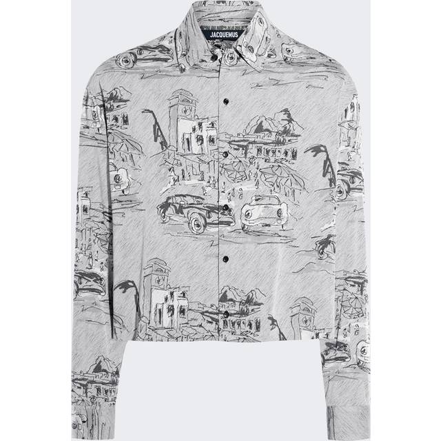 Jacquemus Mens Jacq Capri Cars Grey La Chemise Corto Relaxed-fit Woven Shirt 40