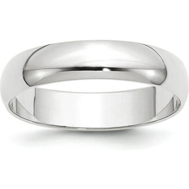 10K 5 mm White Gold Light Weight Half Round Band - Size 8