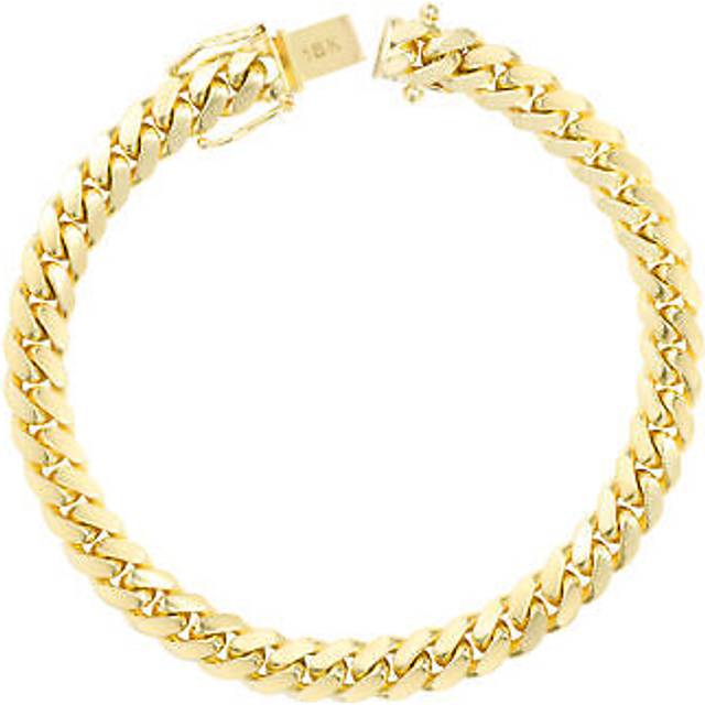 18k Yellow Gold Solid Mens 6mm Miami Cuban Link Chain Bracelet Box Clasp 7- 9