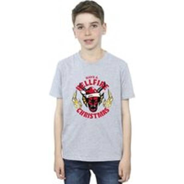 Stranger Things Hellfire Christmas T-Shirt - Grey - 9 Years