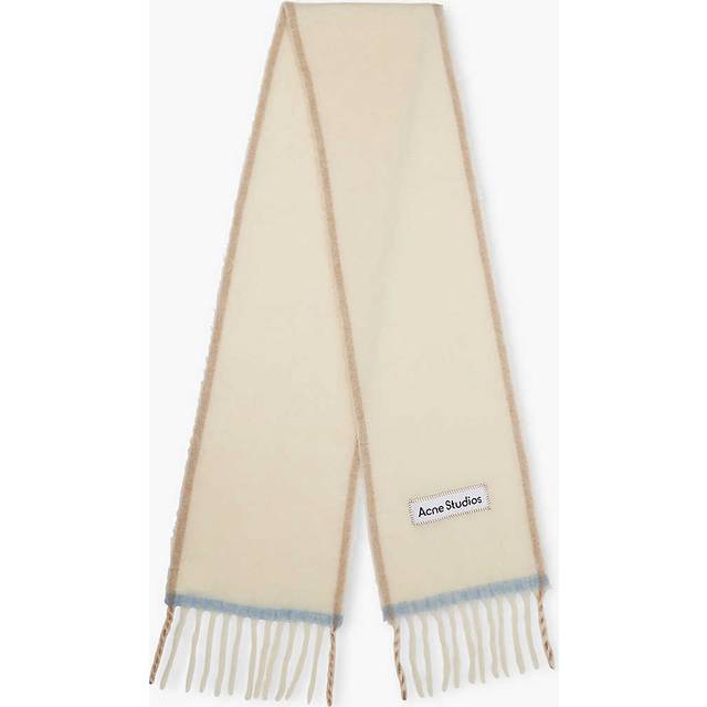 Acne Studios Womens White Brand-patch Knitted Scarf - WHITE