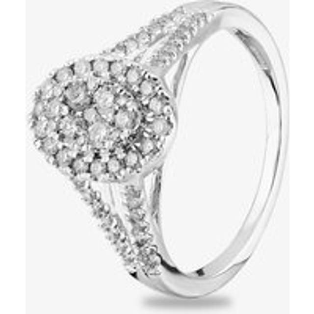 9ct White Gold 0.50ct Diamond Oval Cluster Split Shoulder Ring TH0125733 M - Silver