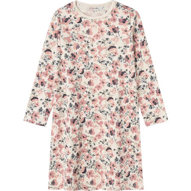 NAME IT Mädchen Nkfnightgown Ls Nostalgia Flower Noos, Peyote Melange, 146-152