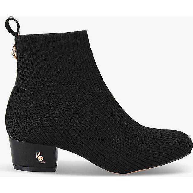 Kurt Geiger London Girls Black Kids Mini Elmer Ribbed Woven Heeled Ankle Boots 6-7 Years Eur 31 / 12.5 Uk - BLACK