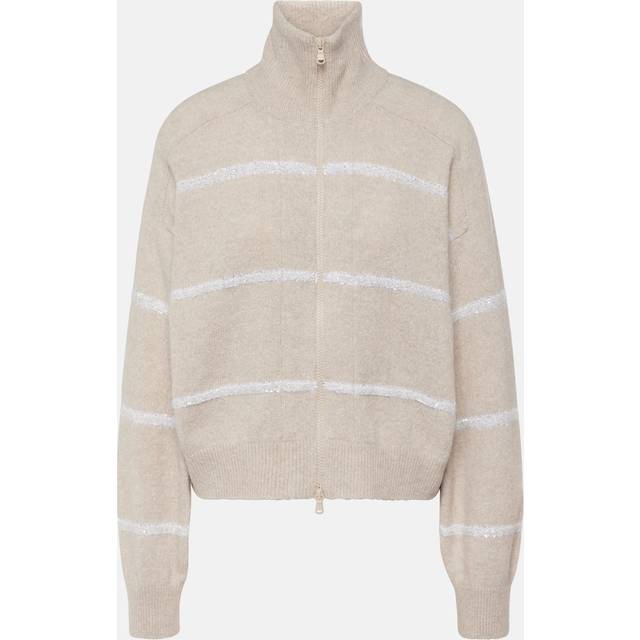 Brunello Cucinelli Zip-up cashmere-blend sweater - grey (UK 14)