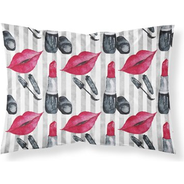 """""Caroline's Treasures Watercolor Lipstick and Grey Stripes Pillowcase  Standard  Multicolor"""""