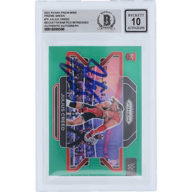 Julius Creed WWE Autographed 2022 Panini Prizm Green Prizm #75 Beckett Fanatics Witnessed Authenticated 10 Rookie Card
