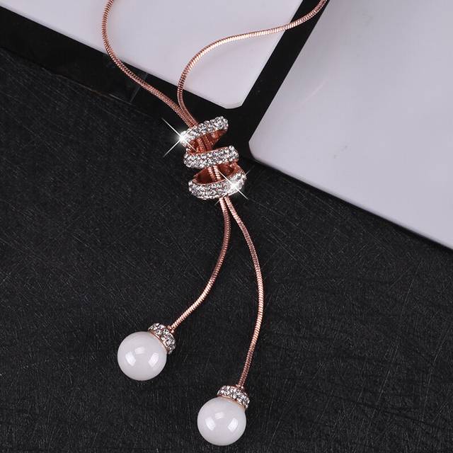 (Rose Gold) Stunning Multilayer Pearl Tassel Necklace In Rose Gold And Platinum Colors For Women