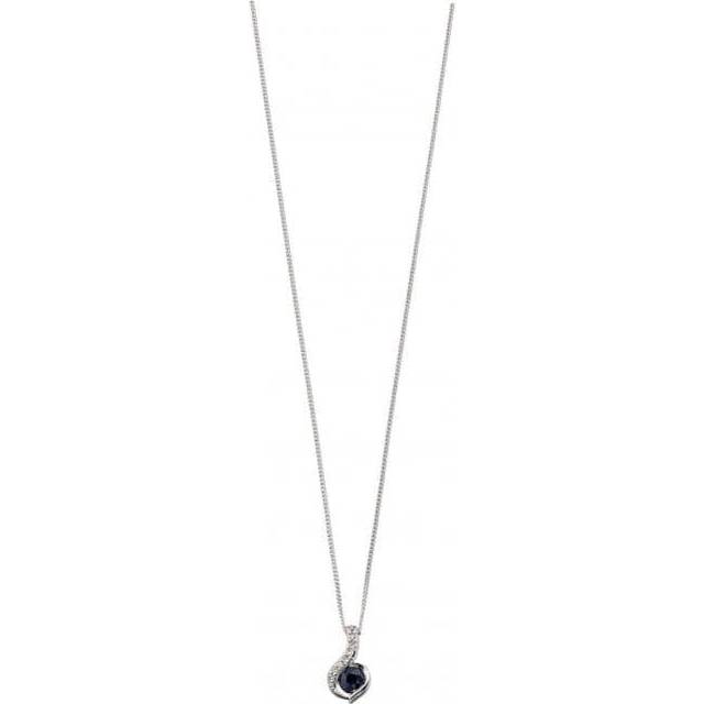 Elements White Gold Swirl Blue Sapphire Diamond Pendant GP881LZ475GN200