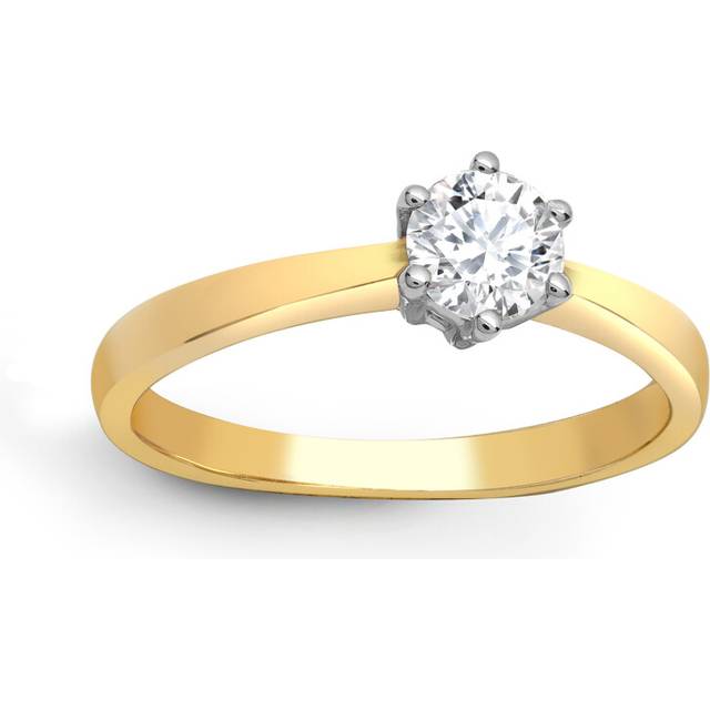 (J) Jewelco London Ladies Solid 18ct Gold 6 Claw Set Round G SI1 0.5ct Diamond Solitaire Engagement Ring 6mm - 18R306-050