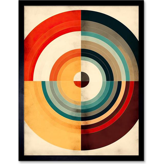 Avionce Concentric Circles Bauhaus - Single Picture Frame Art Prints - Multicolour (43.3cm H X 33.3cm W)