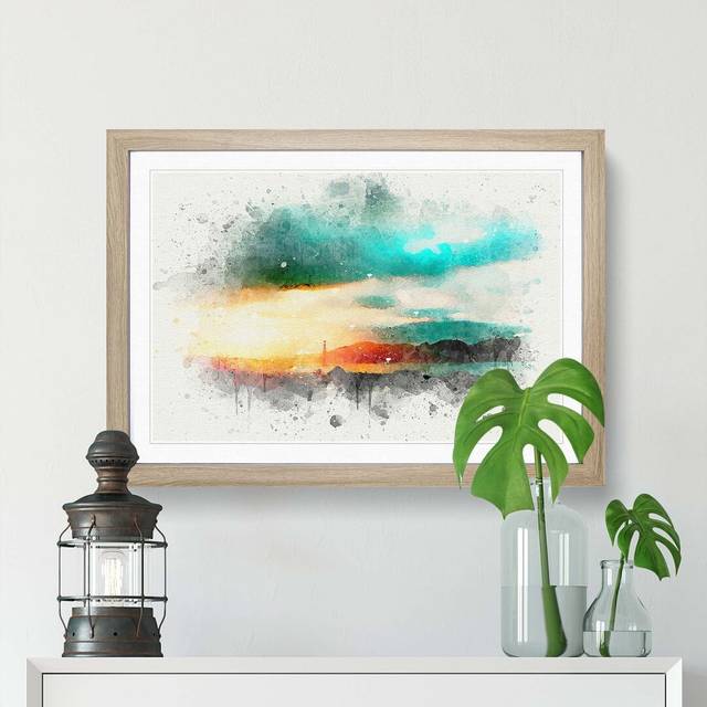 San Francisco Skyline in Abstract - Picture Frame Graphic Art Print - Oak (60cm H x 91cm W x 2cm D)