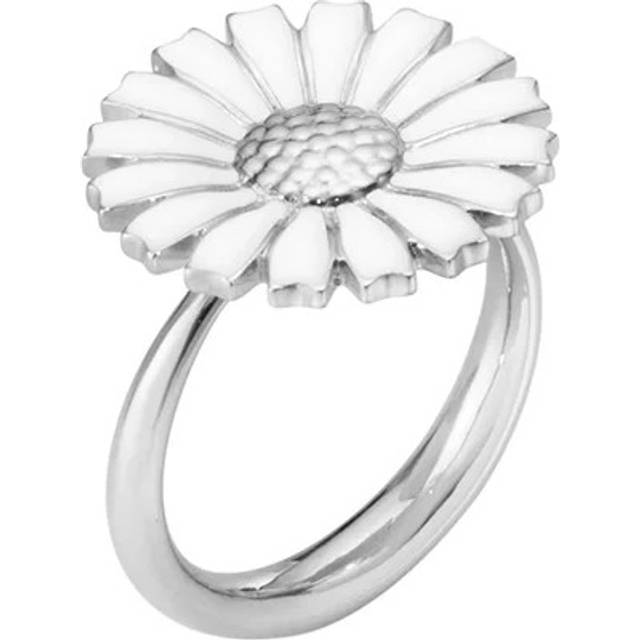 Georg Jensen Daisy Sterling Silver White Enamel Ring - 51