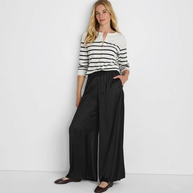 Wide Leg Palazzo Trousers - Black - 10-12R