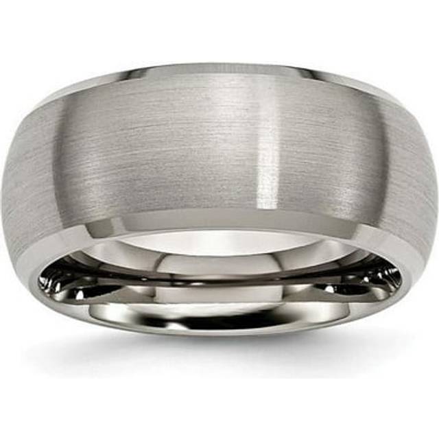 Titanium Beveled Edge 10 mm Satin & Polished Band - Size 13