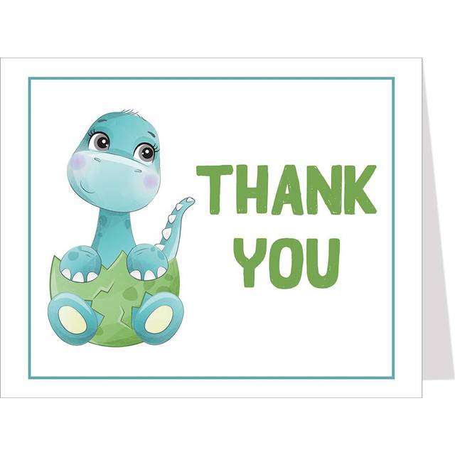 The Invite Lady Dinosaur Baby Shower Thank You Cards Dino Notes Blank Inside With Envelopes (24 Count)