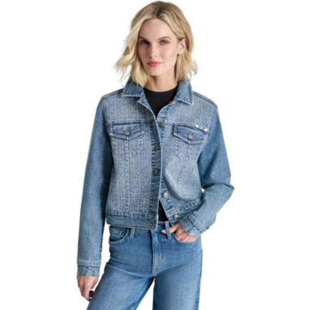 DKNY, Denim Jackets, female, Blue, S, Blue Denim Jacket Casual Style
