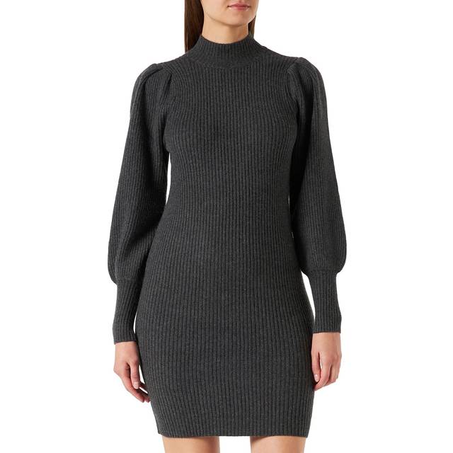 ONLY dam klänning Onlkatia L/S Dress Knt Noos, Mörkgrå melange, M