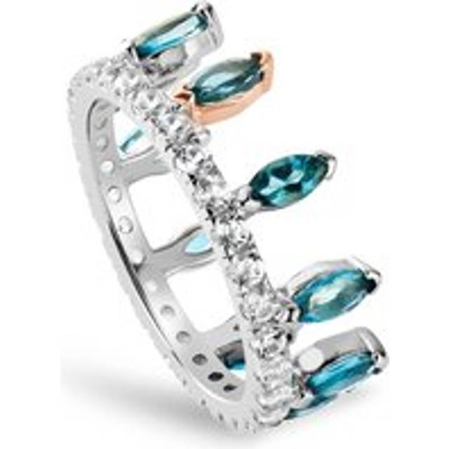 Clogau Celebration Crown Silver and London Blue Topaz Ring - M