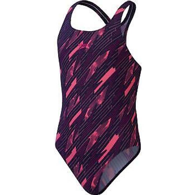 Speedo Girls Hyperboom Medalist All-Over Print Swimwear 5-6 Years mörkblå/rosa