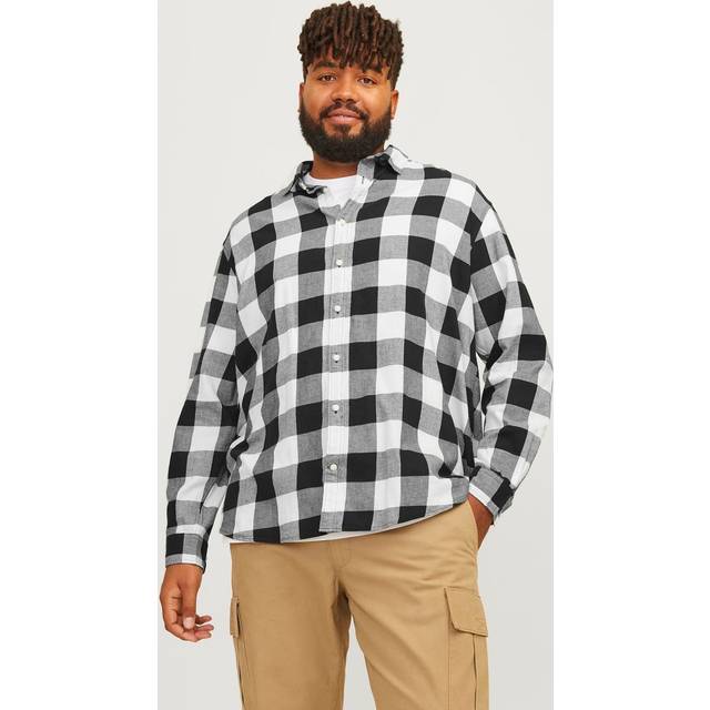 Plus Size Loose Fit Checked Shirt