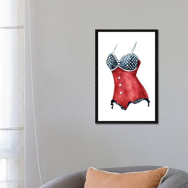 Vintage Swimwear II by Carol Robinson - Painting Print on Canvas - Black Framed (66.04 cm H x 45.72 cm W)