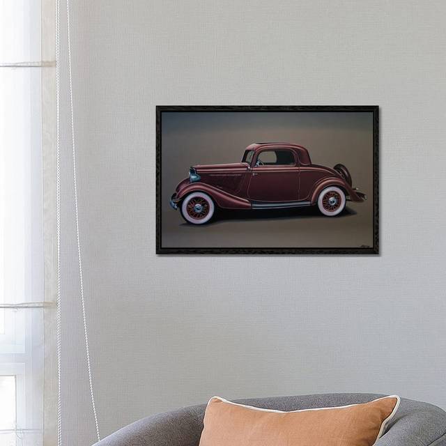 Ford 3 Window Coupe 1933 by Paul Meijering - Painting on Canvas - Black Floater Frame (66.04 cm H x 45.72 cm W)