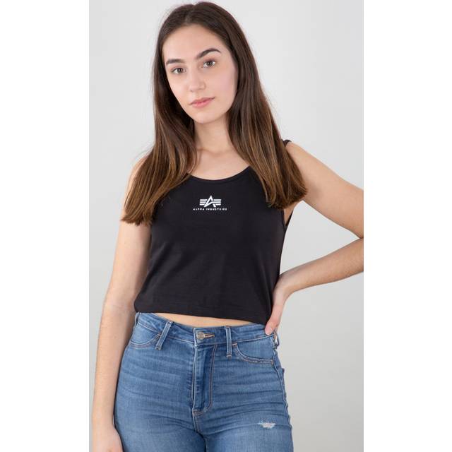 Alpha Industries Basic Crop SL Ladies Tank Top, black, Size M for Women