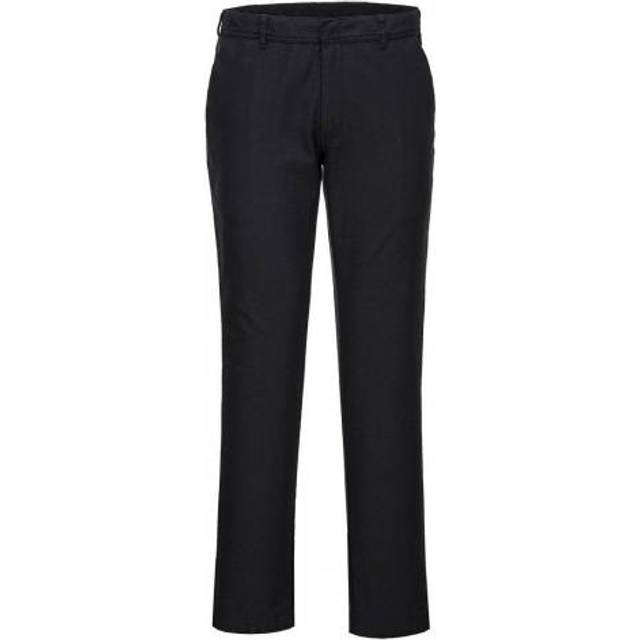 (36S, Black) Portwest Mens Chino Stretch Slim Trousers