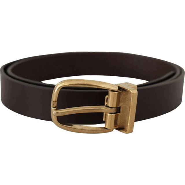 Dolce & gabbana Dark Brown Calf Leather Gold Tone Metal Buckle - 80 cm / 32 Inches